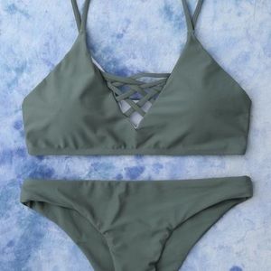 Zaful Lace Up Bikini Top and Bottom   NEVER WORN